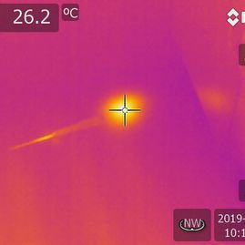 Termografibillede af fejl på el-gulvvarme kabel